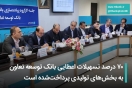 ۷۰ درصد تسهیلات اعطایی بانک توسعه تعاون به بخشهای تولیدی پرداختشده است ۷۰ درصد تسهیلات اعطایی بانک توسعه تعاون به بخشهای تولیدی پرداختشده است