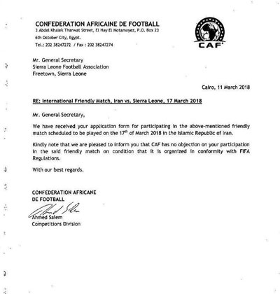 رئیس دپارتمان روابط بین‌الملل فدراسیون فوتبال توضیحاتی را درباره مسابقه دوستانه ایران و سیرالئون، ارائه کرد.